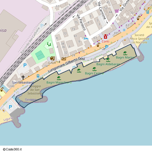 Posizione della spiaggia Spiaggia nei pressi di Lungomare Gilberto Govi, Cogoleto, 16016