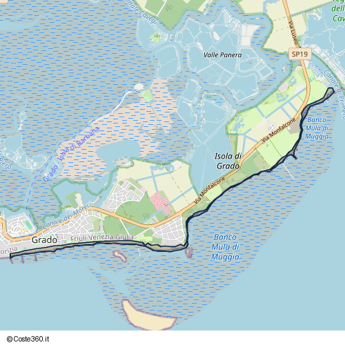 Posizione della spiaggia Spiaggia nei pressi di Via Monfalcone 11, Grado, 34073