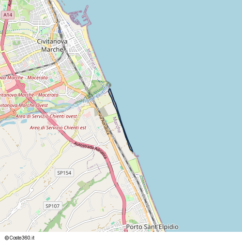 Posizione della spiaggia Spiaggia nei pressi di Lungomare Europa, Porto Sant'Elpidio, 63821