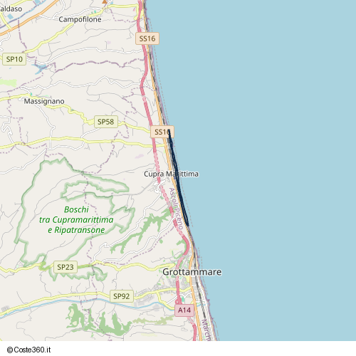 Posizione della spiaggia Spiaggia nei pressi di Via Nazario Sauro, Cupra Marittima, 63064