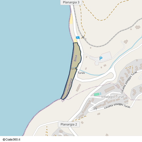 Posizione della spiaggia Spiaggia nei pressi di Bosa Marina, 08013