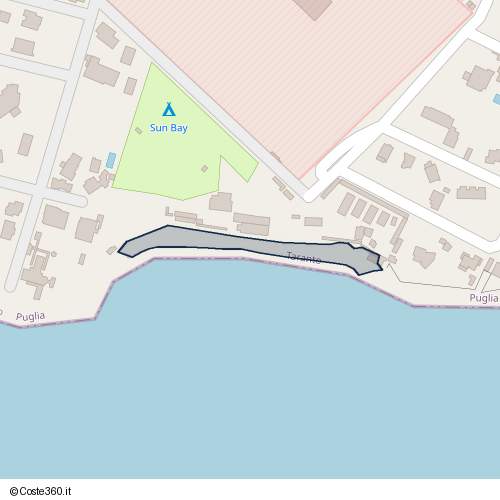 Posizione della spiaggia Spiaggia nei pressi di Via Lido Bruno, San Vito, Taranto, 74122