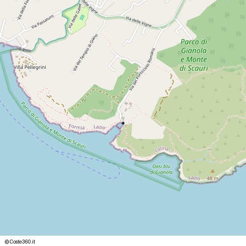 Posizione della spiaggia Spiaggia nei pressi di Via del Porticciolo Romano, Formia, 04023