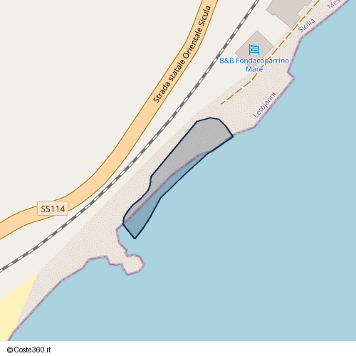 Posizione della spiaggia Spiaggia nei pressi di Strada statale Orientale Sicula, Letojanni, 98037