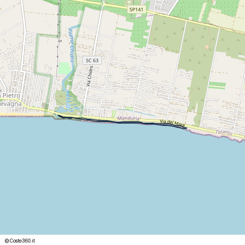 Posizione della spiaggia Spiaggia nei pressi di Via del Mare, Manduria