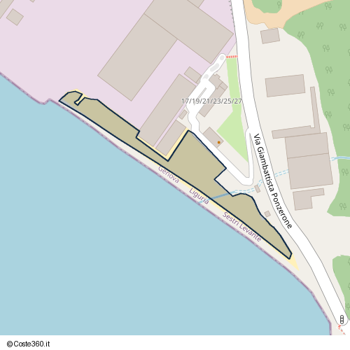 Posizione della spiaggia Spiaggia nei pressi di Via Amerigo Vespucci, Sestri Levante, 16039