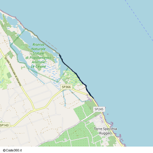 Posizione della spiaggia Spiaggia nei pressi di Strada Bianca, Vernole