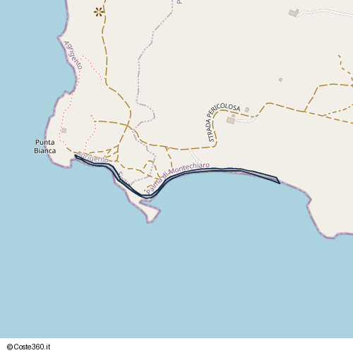 Posizione della spiaggia Spiaggia nei pressi di Palma di Montechiaro, 92044