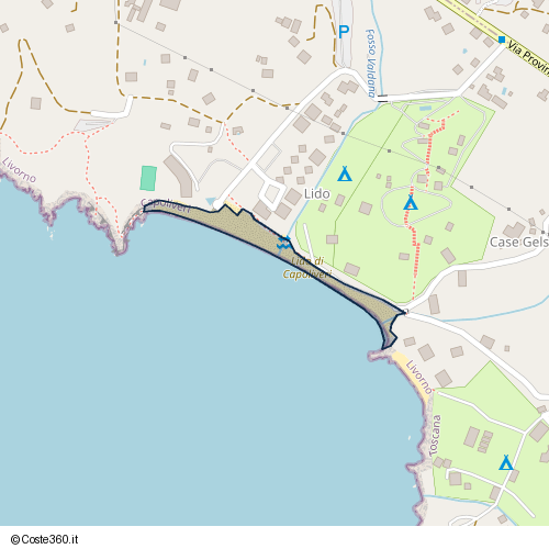 Posizione della spiaggia Spiaggia nei pressi di Via Provinciale Ovest, Capoliveri, 57031