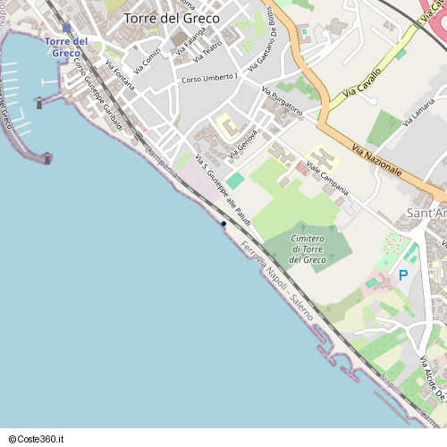 Posizione della spiaggia Spiaggia nei pressi di Via S. Giuseppe alle Paludi, Torre del Greco, 80056