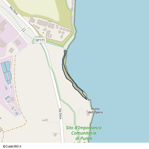 Posizione della spiaggia Spiaggia nei pressi di Via Osca, Vasto