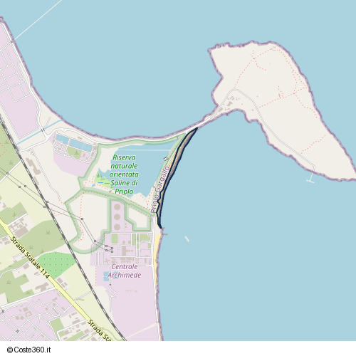 Posizione della spiaggia Spiaggia nei pressi di Litorale Salvo Scalzo, Priolo Gargallo, 96010