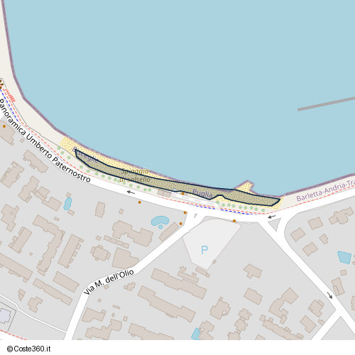 Posizione della spiaggia Spiaggia nei pressi di Panoramica Umberto Paternostro, Bisceglie, 76011