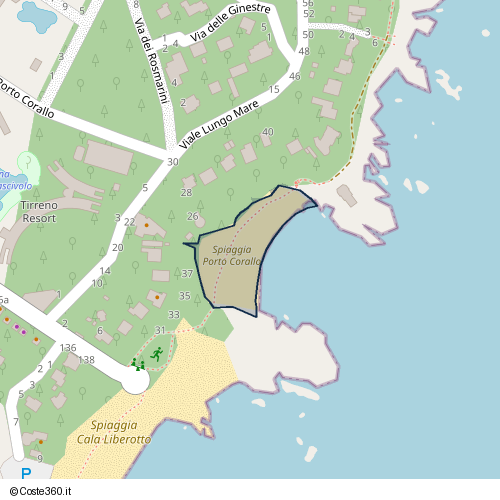 Posizione della spiaggia Spiaggia nei pressi di Viale Lungo Mare 26, Orosei, 08028