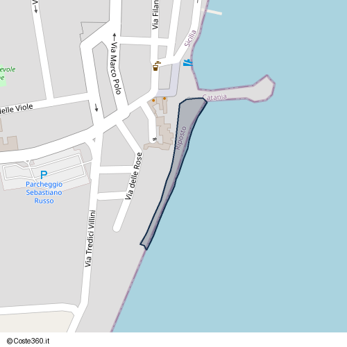 Posizione della spiaggia Spiaggia nei pressi di Via delle Margherite, Riposto, 95018