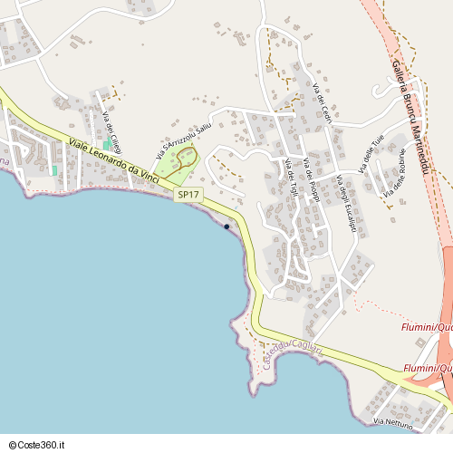 Posizione della spiaggia Spiaggia nei pressi di Viale Leonardo da Vinci 378, Marina di Capitana, Quartu Sant'Aleni/Quartu Sant'Elena, 09045