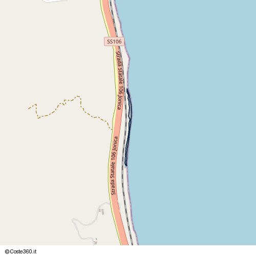 Posizione della spiaggia Spiaggia nei pressi di Strada Statale 106 Jonica, Roseto Capo Spulico, 87070