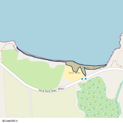 Posizione della spiaggia Spiaggia nei pressi di Via di Torre Testa, Brindisi