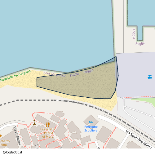Posizione della spiaggia Spiaggia nei pressi di Via Scalo Marittimo 16, Rodi Garganico, 71012