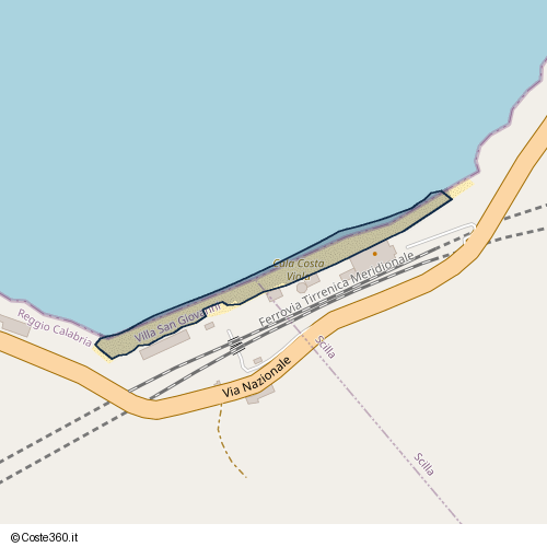 Posizione della spiaggia Spiaggia nei pressi di Via Nazionale, Villa San Giovanni, 89058