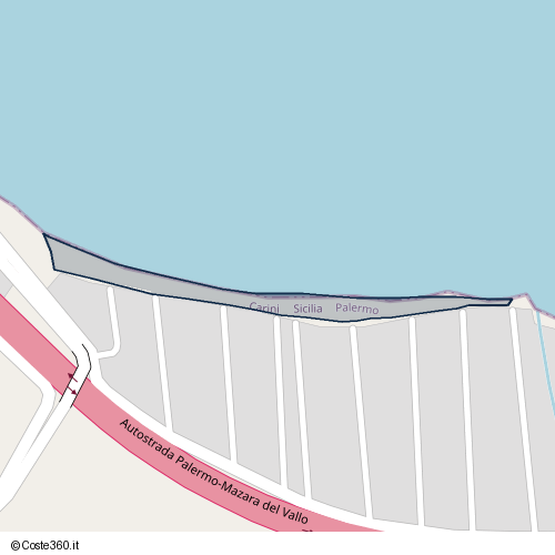 Posizione della spiaggia Spiaggia nei pressi di Carini, 90044