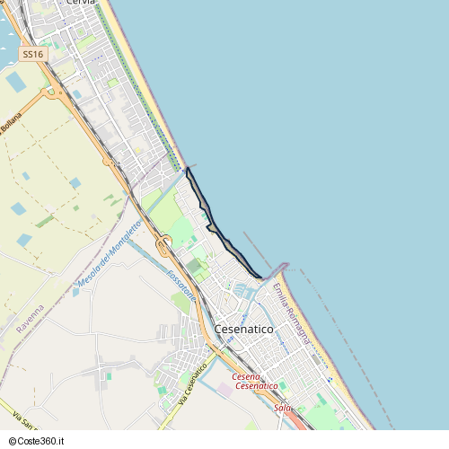 Posizione della spiaggia Spiaggia nei pressi di Viale Ferdinando Magellano 26, Cesenatico, 47042