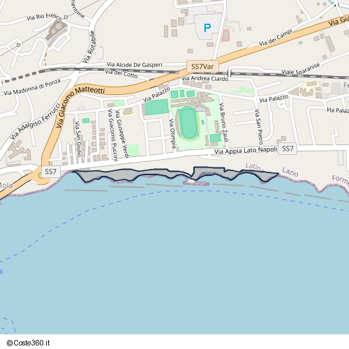 Posizione della spiaggia Spiaggia nei pressi di Via Appia Lato Napoli, Formia, 04023