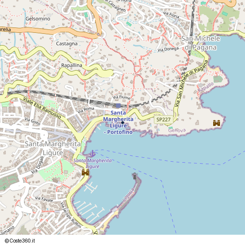 Posizione della spiaggia Spiaggia nei pressi di Via Antonio Gramsci, Santa Margherita Ligure, 16038
