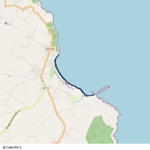 Posizione della spiaggia Spiaggia nei pressi di Strada Statale 125 Orientale Sarda, Thiniscole/Siniscola, 08029