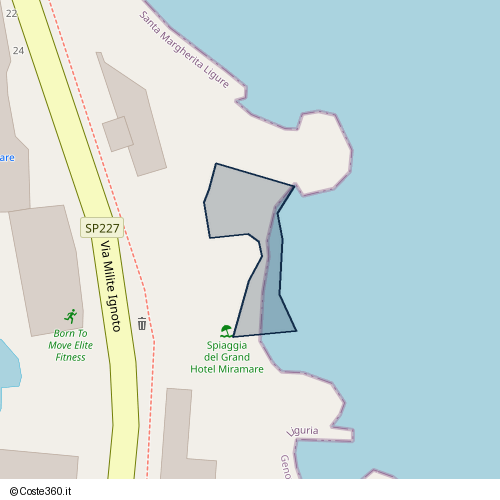 Posizione della spiaggia Spiaggia nei pressi di Via Milite Ignoto, Santa Margherita Ligure, 16038