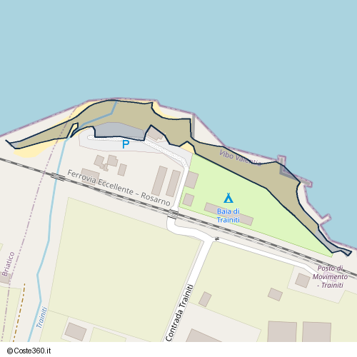 Posizione della spiaggia Spiaggia nei pressi di Contrada Trainiti, Vibo Valentia, 89900