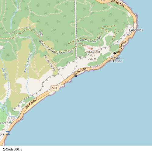 Posizione della spiaggia Spiaggia nei pressi di Via Aurelia, Noli, 17026