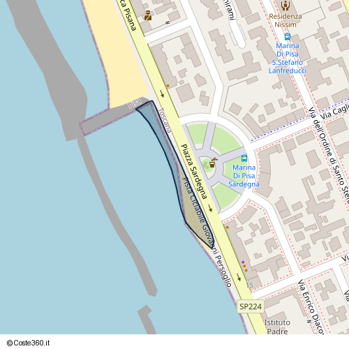 Posizione della spiaggia Spiaggia nei pressi di Pista Ciclabile Giovanni Persoglio, Pisa, 56128