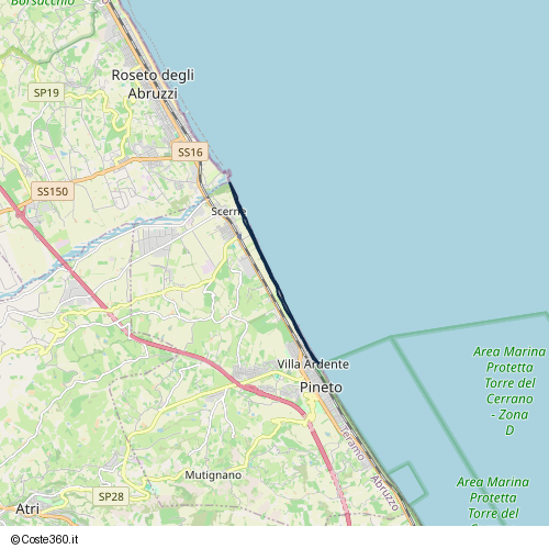 Posizione della spiaggia Spiaggia nei pressi di Ciclopista Adriatica - BI-6, Pineto, 64025