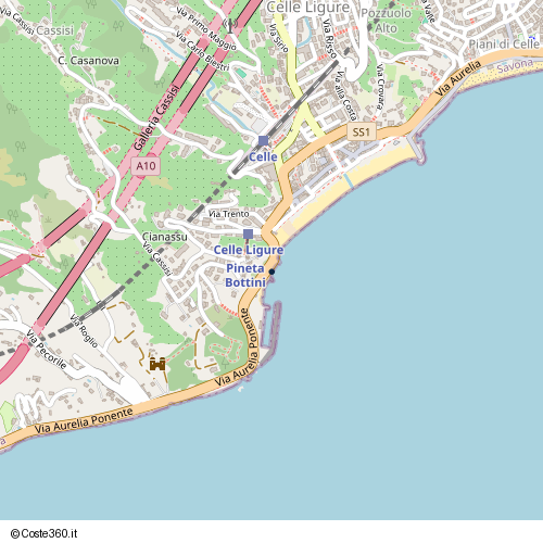 Posizione della spiaggia Spiaggia nei pressi di Lungomare L. Gambetta, Celle Ligure, 17015