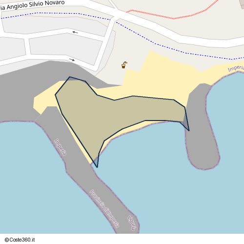 Posizione della spiaggia Spiaggia nei pressi di Via Angiolo Silvio Novaro, Oneglia, Imperia, 18100