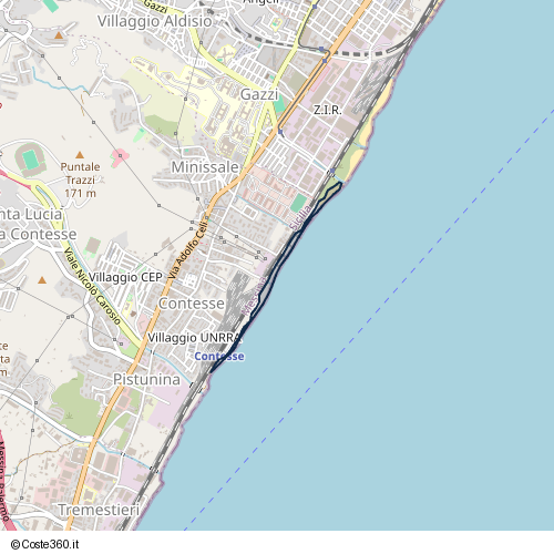 Posizione della spiaggia Spiaggia nei pressi di Vico Ecateo di Mileto, II Circoscrizione, Messina, 98125