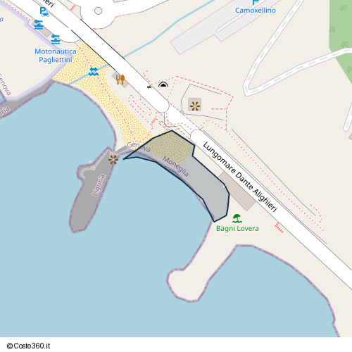 Posizione della spiaggia Spiaggia nei pressi di Lungomare Dante Alighieri, Moneglia, 16030