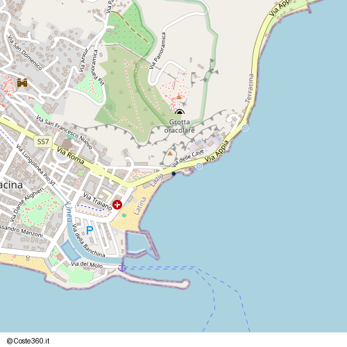 Posizione della spiaggia Spiaggia nei pressi di Lungomare Giacomo Matteotti, Terracina, 04049