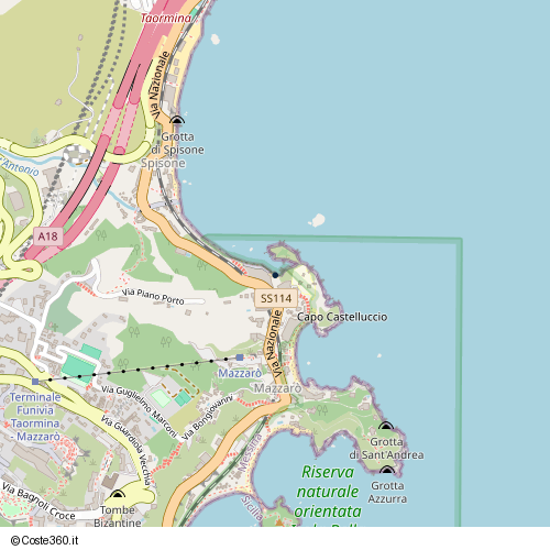 Posizione della spiaggia Spiaggia nei pressi di Via Nazionale, Taormina, 98039