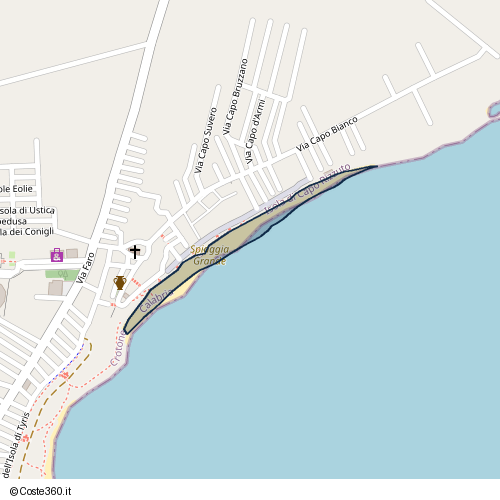 Posizione della spiaggia Spiaggia nei pressi di Isola di Capo Rizzuto