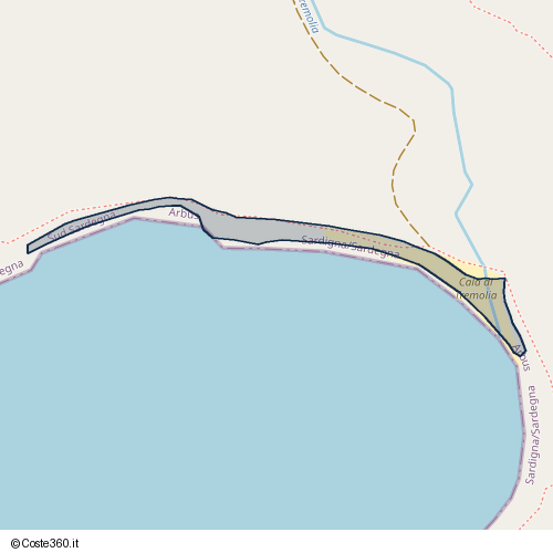 Posizione della spiaggia Spiaggia nei pressi di Arbus, 09031