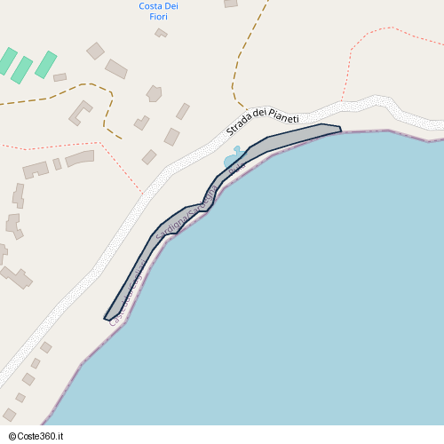 Posizione della spiaggia Spiaggia nei pressi di Strada dei Pianeti, Pula, 09050