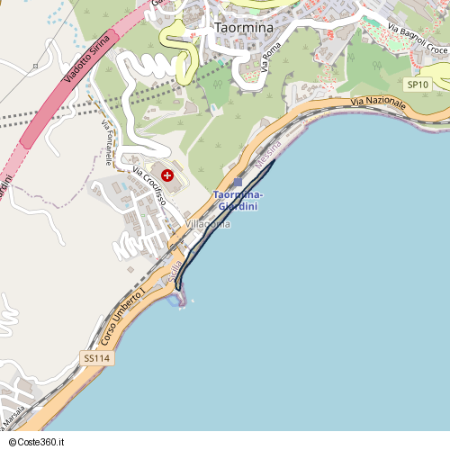 Posizione della spiaggia Spiaggia nei pressi di Via Nazionale, Taormina, 98039