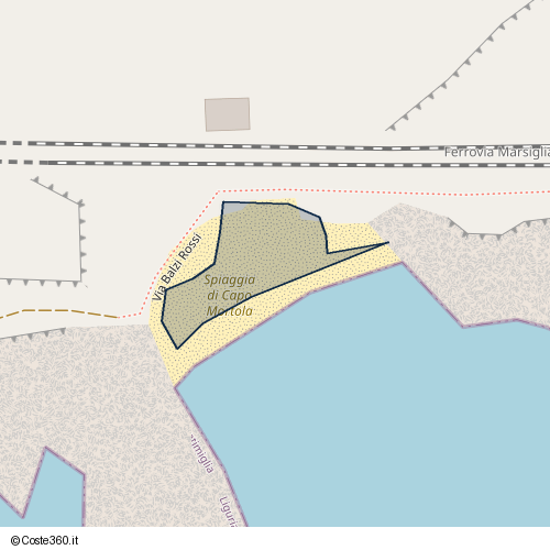 Posizione della spiaggia Spiaggia nei pressi di Via Balzi Rossi, Ventimiglia, 19039