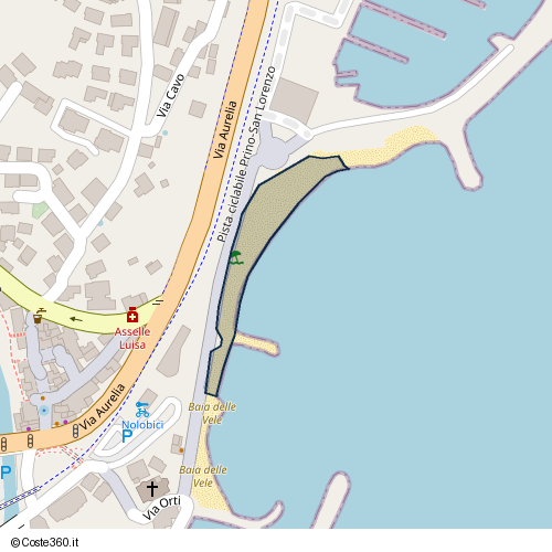 Posizione della spiaggia Spiaggia nei pressi di San Lorenzo al Mare, 18017