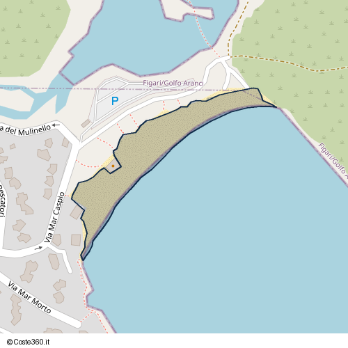 Posizione della spiaggia Spiaggia nei pressi di Via Mar Caspio, Olbia, 07026