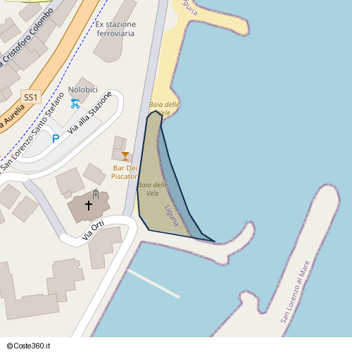 Posizione della spiaggia Spiaggia nei pressi di San Lorenzo al Mare, 18017