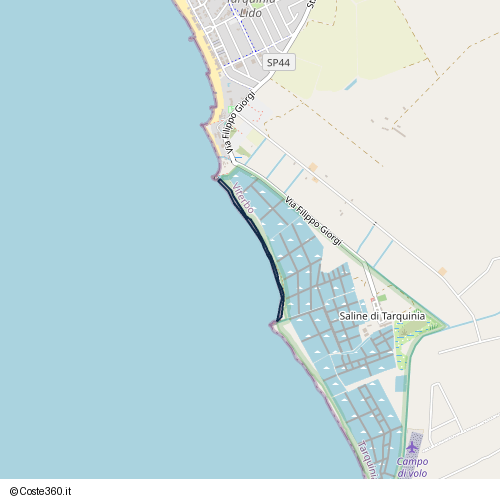 Posizione della spiaggia Spiaggia nei pressi di Via Filippo Giorgi, Tarquinia, 01016