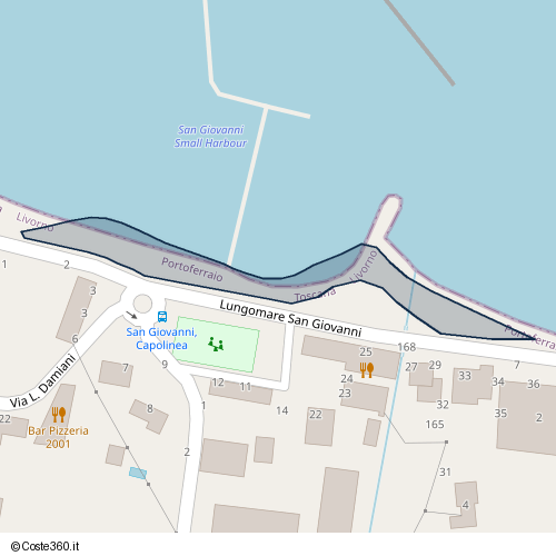 Posizione della spiaggia Spiaggia nei pressi di Lungomare San Giovanni 25, Portoferraio, 57037